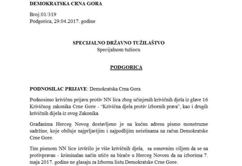 demokratska cg krivična prijava