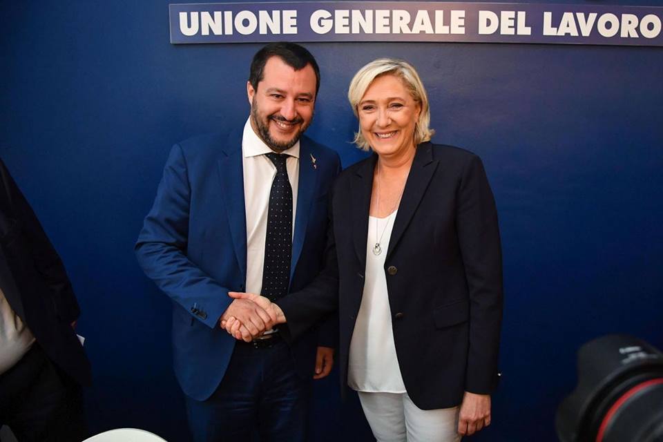 Salvini, Marin le pen, kriza EU