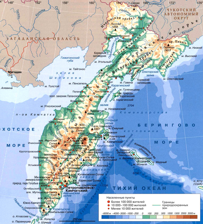Карта россии где находится камчатка